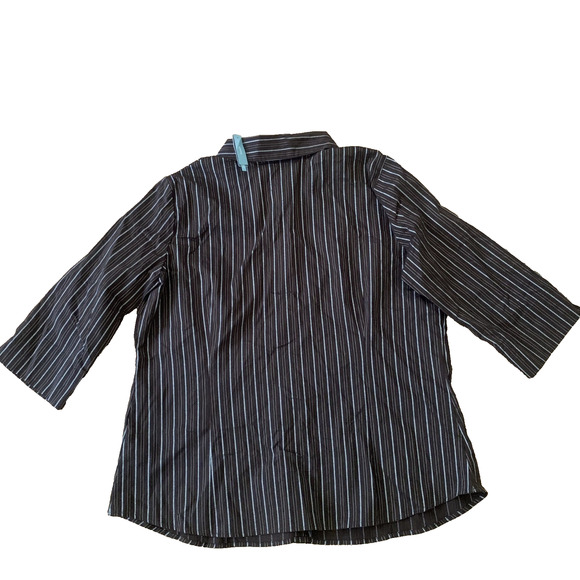 NWT APT. 9 WOMEN'S BROWN STRIPE BUTTON FRONT 3/4 SLEEVE STRETCH BLOUSE SIZE 1X - Picture 4 of 5